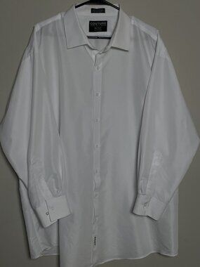 Couture 1910 Men's White Fitted Dress Shirt 3XL 19-19.5 32/33 Big Tall Wrinkle F